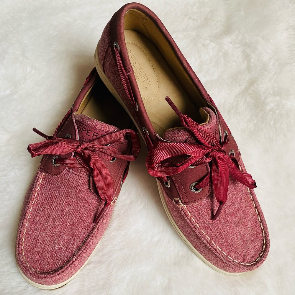 New sperry Koifish Chambray Boat Shoe wine - Picture 2 of 14